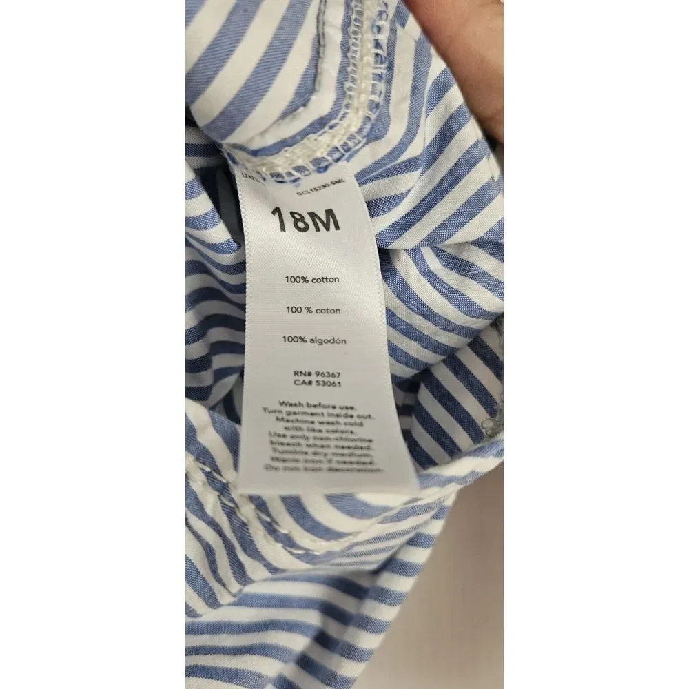 NWT Oshkosh Baby Boy Button Down Dress Shirt Sz 18M long sleeve striped Bodysuit